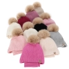 Czapka i komin dla dziewczynki zimowy komplet, fioletowy, 100% wełniany merino, podszyty wełnianym polarem, wiązany Danielle-3