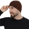 Czapka wiosenna, jesienna męska, brązowa, 100% wełniana merino Fleur-3