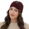 Opaska zimowa damska, burgundowa, 100% wełniana merino Veka-1