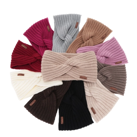 Opaska zimowa damska, burgundowa, 100% wełniana merino Veka-3