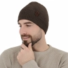 Czapka zimowa męska, jasnobrązowa, z wełną merino Hogan-3