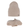 Czapka i szalik damski zimowy komplet, beżowy, 100% wełniany merino Melpomena-2