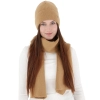 Czapka i szalik damski, zimowy komplet, camel, Rava-5