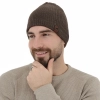 Czapka zimowa męska, jasnobrązowa, z wełną merino, Bird-3