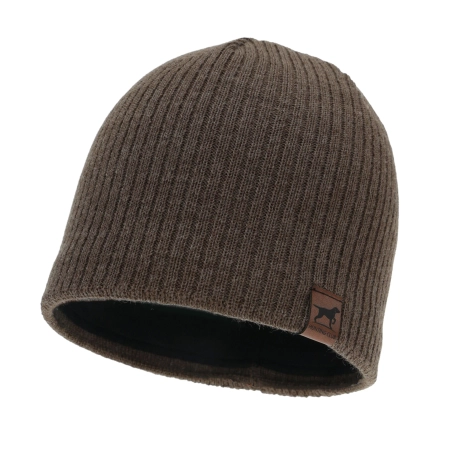 Czapka zimowa męska, jasnobrązowa, z wełną merino, Bird-2