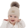 Czapka zimowa dla chłopca, wiązana, 100% wełniana merino, beżowa Jergen-1