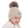 Czapka zimowa dla chłopca, wiązana, 100% wełniana merino, beżowa Jergen-2
