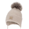 Czapka zimowa dla chłopca, wiązana, 100% wełniana merino, beżowa Jergen-3