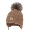 Czapka zimowa dla chłopca, wiązana, 100% wełniana merino, camel Jergen-1