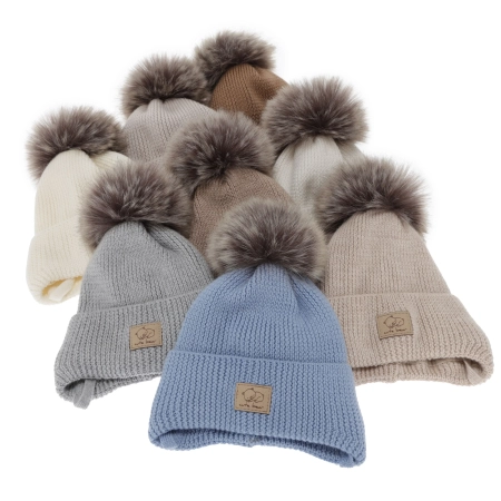 Czapka zimowa dla chłopca, wiązana, 100% wełniana merino, camel Jergen-3