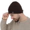 Czapka zimowa męska, brązowa, z wełną merino, Bird-3