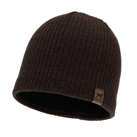 Czapka zimowa męska, brązowa, z wełną merino, Bird-2
