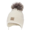Czapka zimowa dla chłopca, wiązana, 100% wełniana merino, kremowa Jergen-2