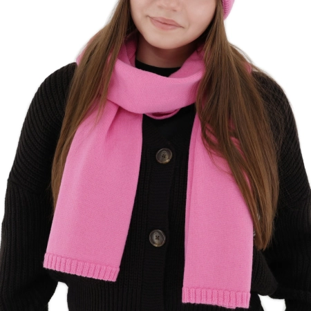 Szalik zimowy damski, różowy, 100% wełniany merino Elonia-1