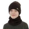 Czapka i komin dla chłopca jesienny, wiosenny komplet, brązowy, 100% wełniany merino Intro-1