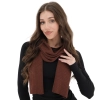 Szalik zimowy damski, brązowy, 100% wełniany merino, Jessica-1