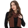 Szalik zimowy damski, brązowy, 100% wełniany merino, Jessica-3
