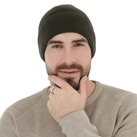 Czapka zimowa męska, khaki, wełna merino z kaszmirem, Arwen-1