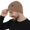 Czapka zimowa męska, camel, 100% wełniana merino, bezszwowa Bruner-3