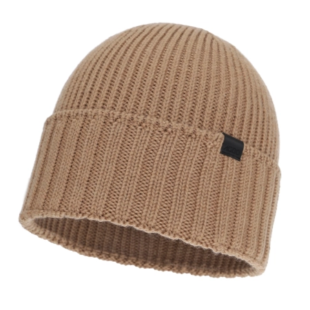 Czapka zimowa męska, camel, 100% wełniana merino, bezszwowa Bruner-2