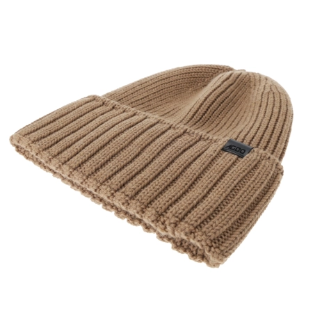 Czapka zimowa męska, camel, 100% wełniana merino, bezszwowa Bruner-4