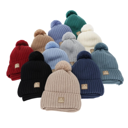 Czapka i komin dla chłopca zimowy komplet, niebieski, 100% wełniany merino,  podszyty bawełną, wiązany Masil-3