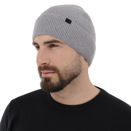 Czapka zimowa męska, jasnoszara, wełna merino z kaszmirem, Arwen-4