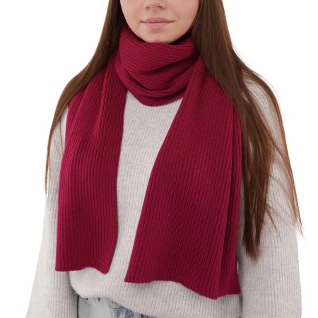 Szalik zimowy damski, burgundowy, 100% wełniany merino, Jessica-5