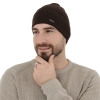 Czapka wiosenno-zimowa męska, brązowa, 100% wełniana merino Memfis-3