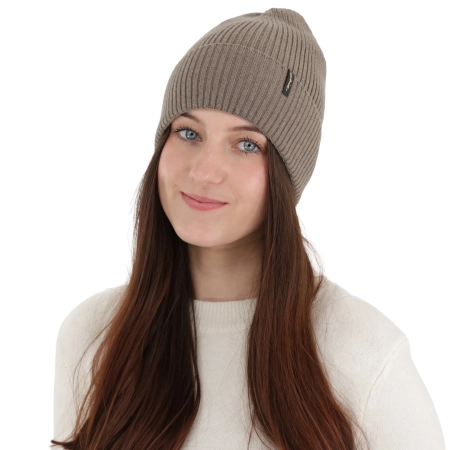 Czapka zimowa, jesienna, wiosenna damska, brązowa, 100% wełniana merino Megan-1