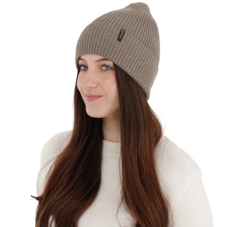 Czapka zimowa, jesienna, wiosenna damska, brązowa, 100% wełniana merino Megan-3