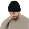 Czapka męska jesienna, wiosenna, czarna, 100% wełniana merino, bezszwowa Foggy-3