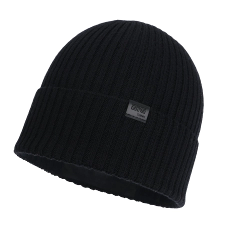 Czapka męska jesienna, wiosenna, czarna, 100% wełniana merino, bezszwowa Foggy-2