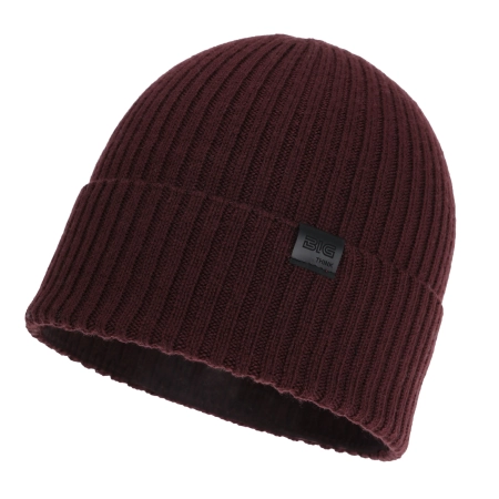 Czapka męska jesienna, wiosenna, burgundowa, 100% wełniana merino, bezszwowa Foggy-2