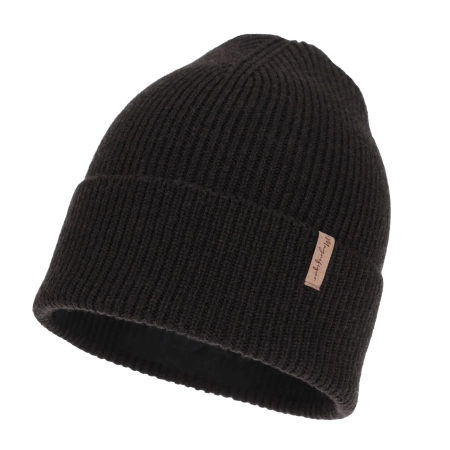 Czapka zimowa damska, ciemnobrązowa, wełna merino z kaszmirem, Lomi-2