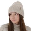 Czapka zimowa damska, jasnobeżowa, wełna merino z kaszmirem, Lomi-4