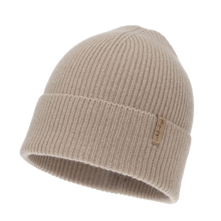 Czapka zimowa damska, beżowa, wełna merino z kaszmirem, Lomi-2