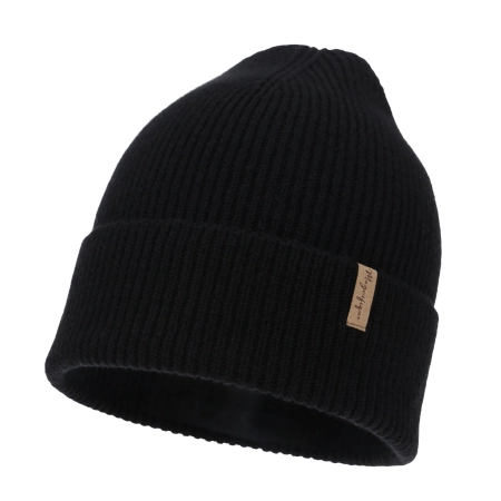 Czapka zimowa damska, czarna, wełna merino z kaszmirem, Lomi-2