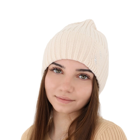 Czapka zimowa damska, biała, 100% wełniana merino Ariga-13