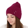 Czapka zimowa damska, różowa, 100% wełniana merino Ariga-1