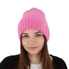 Czapka zimowa damska, różowa, 100% wełniana merino Ariga-8