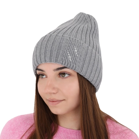 Czapka zimowa damska, różowa, 100% wełniana merino Ariga-12