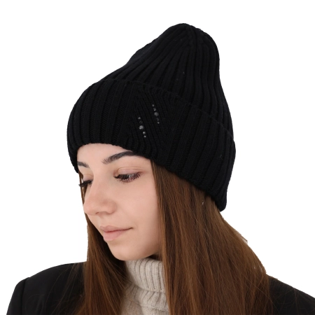 Czapka zimowa damska, różowa, 100% wełniana merino Ariga-17