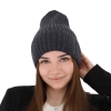 Czapka zimowa damska, szara, 100% wełniana merino Ariga-12