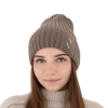 Czapka zimowa damska, różowa, 100% wełniana merino Ariga-25