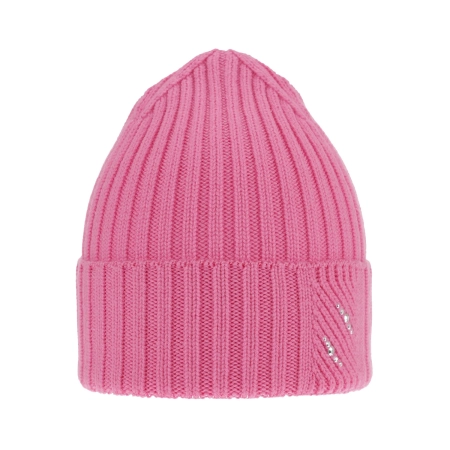 Czapka zimowa damska, różowa, 100% wełniana merino Ariga-2