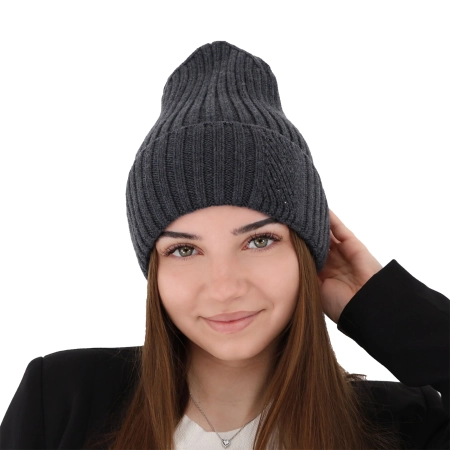 Czapka zimowa damska, różowa, 100% wełniana merino Ariga-13