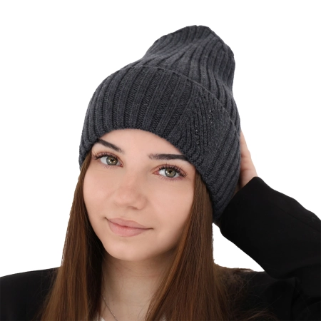 Czapka zimowa damska, różowa, 100% wełniana merino Ariga-14