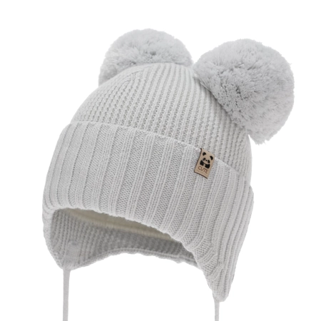 Czapka zimowa dla chłopca, szara, 100% wełniana merino, podszyta wełnianym polarem, Kovu-1