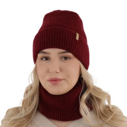 Czapka i komin dla dziewczynki zimowy komplet, bordowy Edila-1